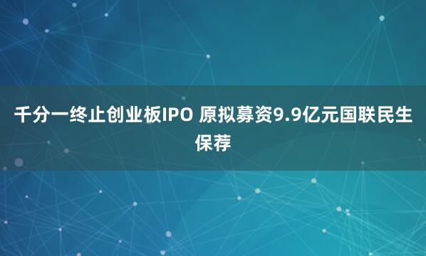 千分一终止创业板IPO 原拟募资9.9亿元国联民生保荐