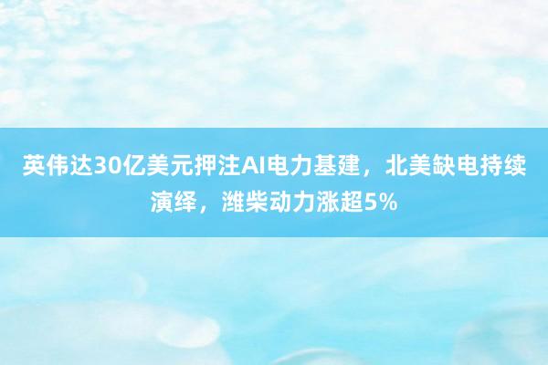 英伟达30亿美元押注AI电力基建，北美缺电持续演绎，潍柴动力涨超5%