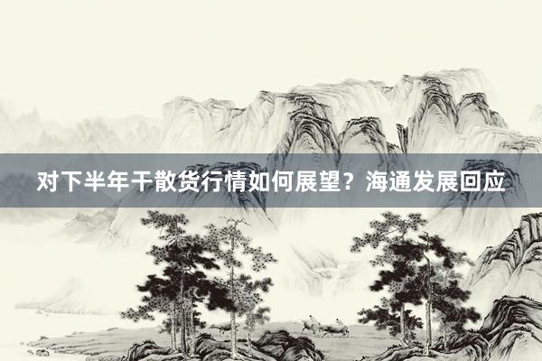 对下半年干散货行情如何展望？海通发展回应