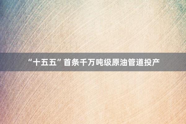 “十五五”首条千万吨级原油管道投产