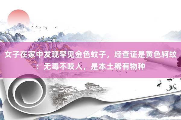 女子在家中发现罕见金色蚊子，经查证是黄色轲蚊：无毒不咬人，是本土稀有物种