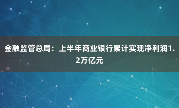 金融监管总局：上半年商业银行累计实现净利润1.2万亿元