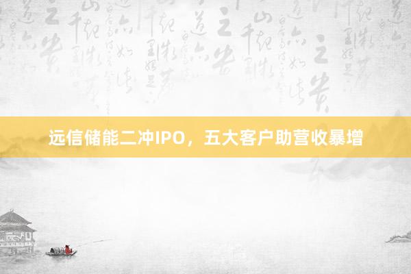 远信储能二冲IPO，五大客户助营收暴增