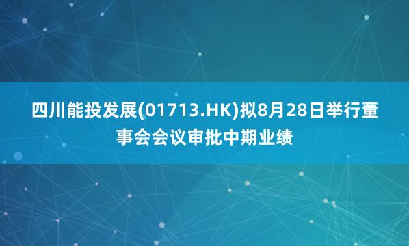 四川能投发展(01713.HK)拟8月28日举行董事会会议审批中期业绩