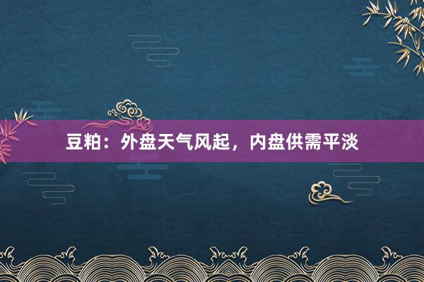 豆粕：外盘天气风起，内盘供需平淡
