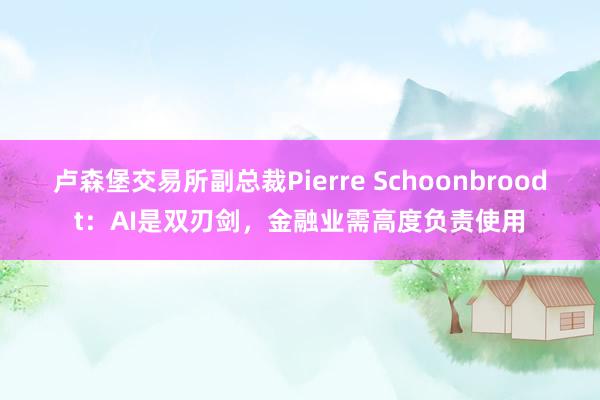 卢森堡交易所副总裁Pierre Schoonbroodt：AI是双刃剑，金融业需高度负责使用