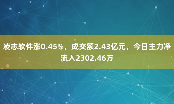 凌志软件涨0.45%，成交额2.43亿元，今日主力净流入2302.46万