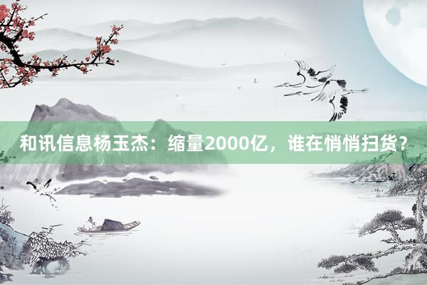 和讯信息杨玉杰：缩量2000亿，谁在悄悄扫货？