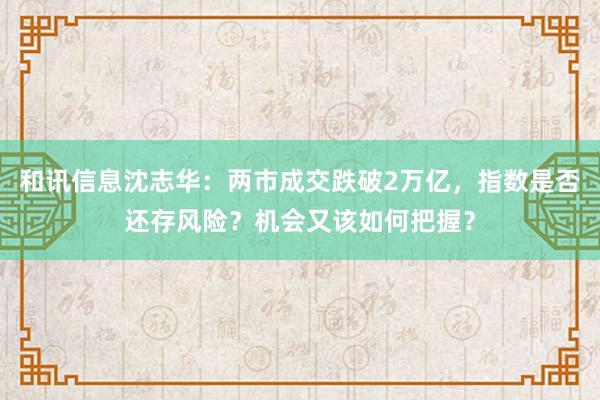 和讯信息沈志华：两市成交跌破2万亿，指数是否还存风险？机会又该如何把握？