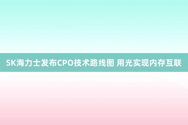 SK海力士发布CPO技术路线图 用光实现内存互联