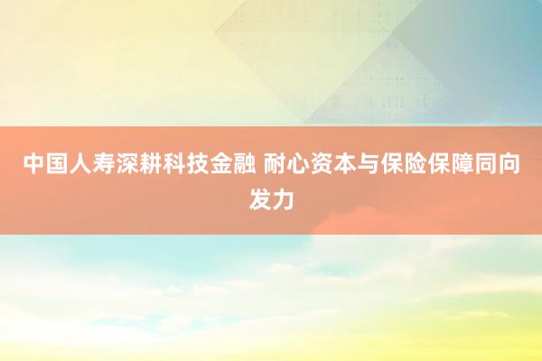 中国人寿深耕科技金融 耐心资本与保险保障同向发力
