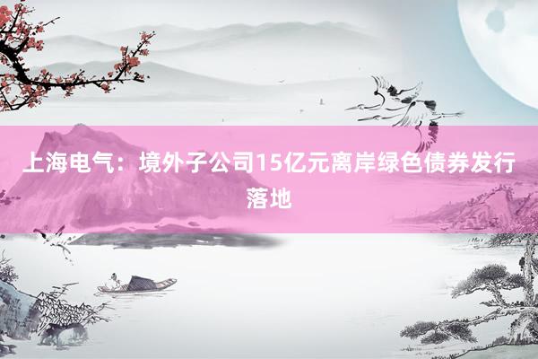 上海电气：境外子公司15亿元离岸绿色债券发行落地