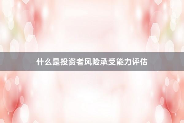 什么是投资者风险承受能力评估