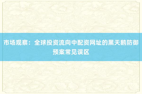 市场观察：全球投资流向中配资网址的黑天鹅防御预案常见误区