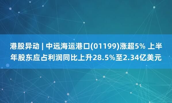 港股异动 | 中远海运港口(01199)涨超5% 上半年股东应占利润同比上升28.5%至2.34亿美元