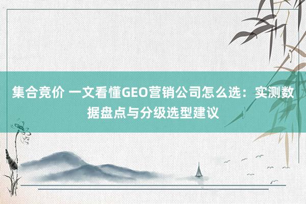 集合竞价 一文看懂GEO营销公司怎么选：实测数据盘点与分级选型建议