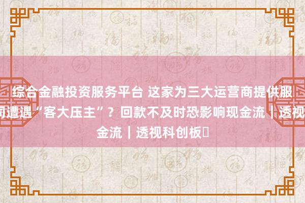 综合金融投资服务平台 这家为三大运营商提供服务的公司遭遇“客大压主”？回款不及时恐影响现金流｜透视科创板㉚