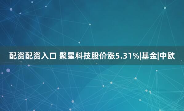 配资配资入口 聚星科技股价涨5.31%|基金|中欧