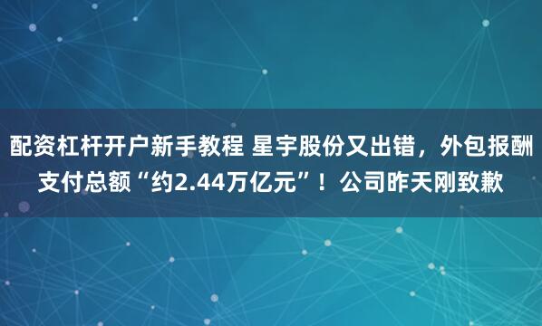 配资杠杆开户新手教程 星宇股份又出错，外包报酬支付总额“约2.44万亿元”！公司昨天刚致歉