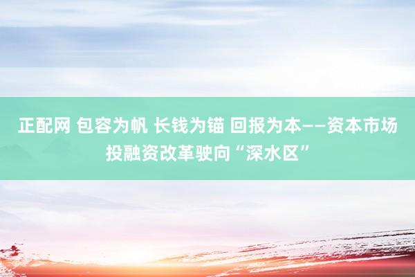 正配网 包容为帆 长钱为锚 回报为本——资本市场投融资改革驶向“深水区”