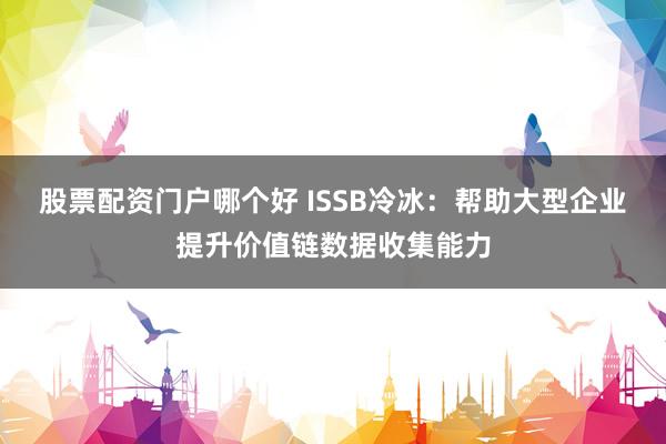 股票配资门户哪个好 ISSB冷冰：帮助大型企业提升价值链数据收集能力