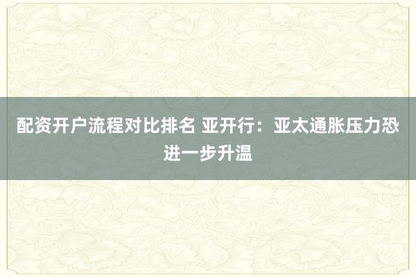 配资开户流程对比排名 亚开行：亚太通胀压力恐进一步升温