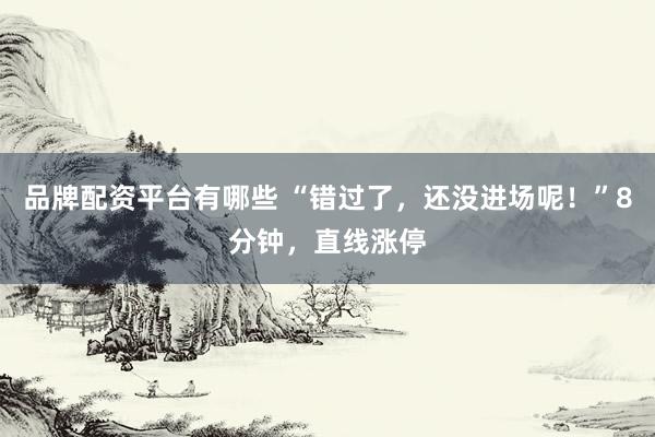 品牌配资平台有哪些 “错过了，还没进场呢！”8分钟，直线涨停