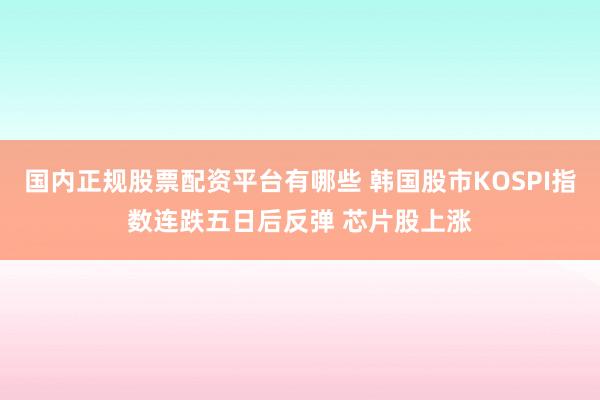国内正规股票配资平台有哪些 韩国股市KOSPI指数连跌五日后反弹 芯片股上涨