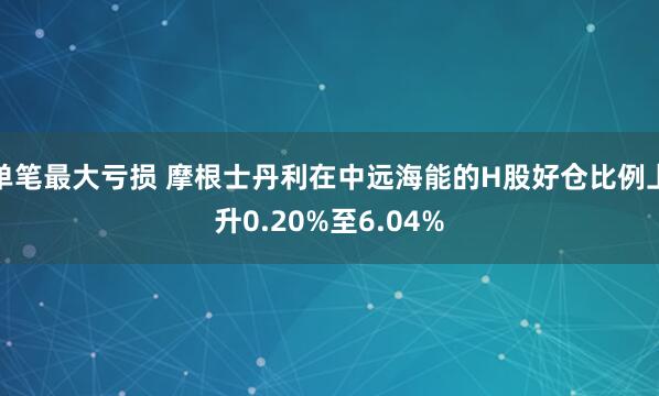 单笔最大亏损 摩根士丹利在中远海能的H股好仓比例上升0.20%至6.04%