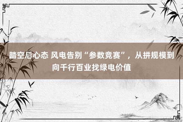 踏空后心态 风电告别“参数竞赛”，从拼规模到向千行百业找绿电价值